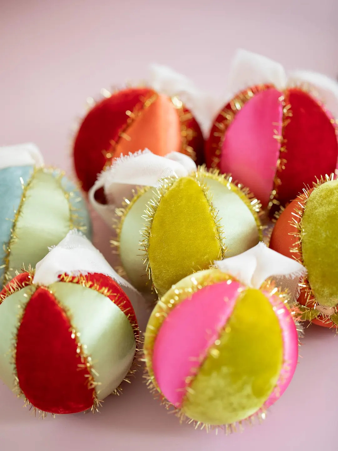 Color-blocked Bauble Christmas Ornament | Velvet and Satin Finish | Colorful | Modern | Gold Acce... | Etsy (US)