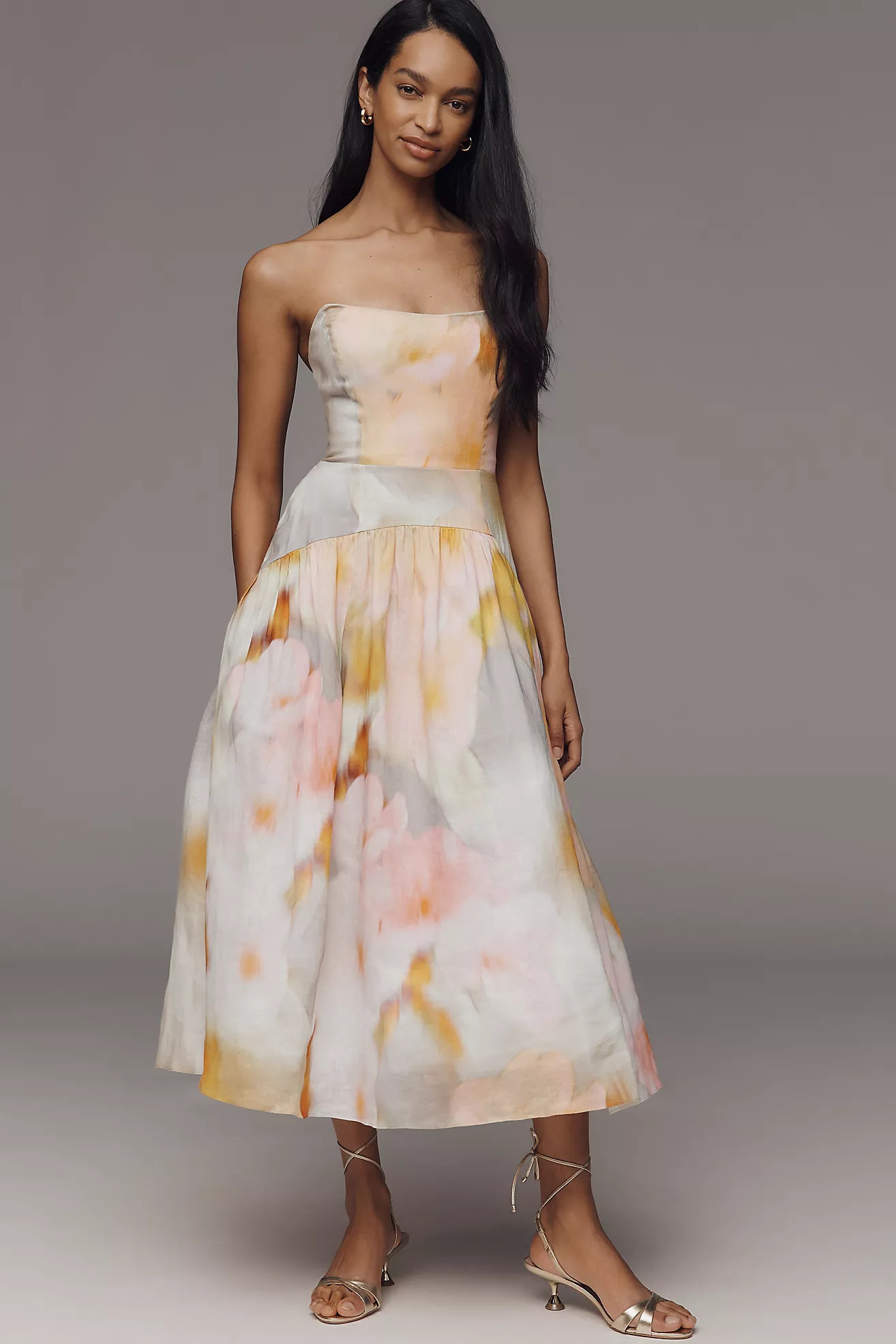Hope for Flowers by Tracy Reese Strapless Linen Midi Dress | Anthropologie (US)
