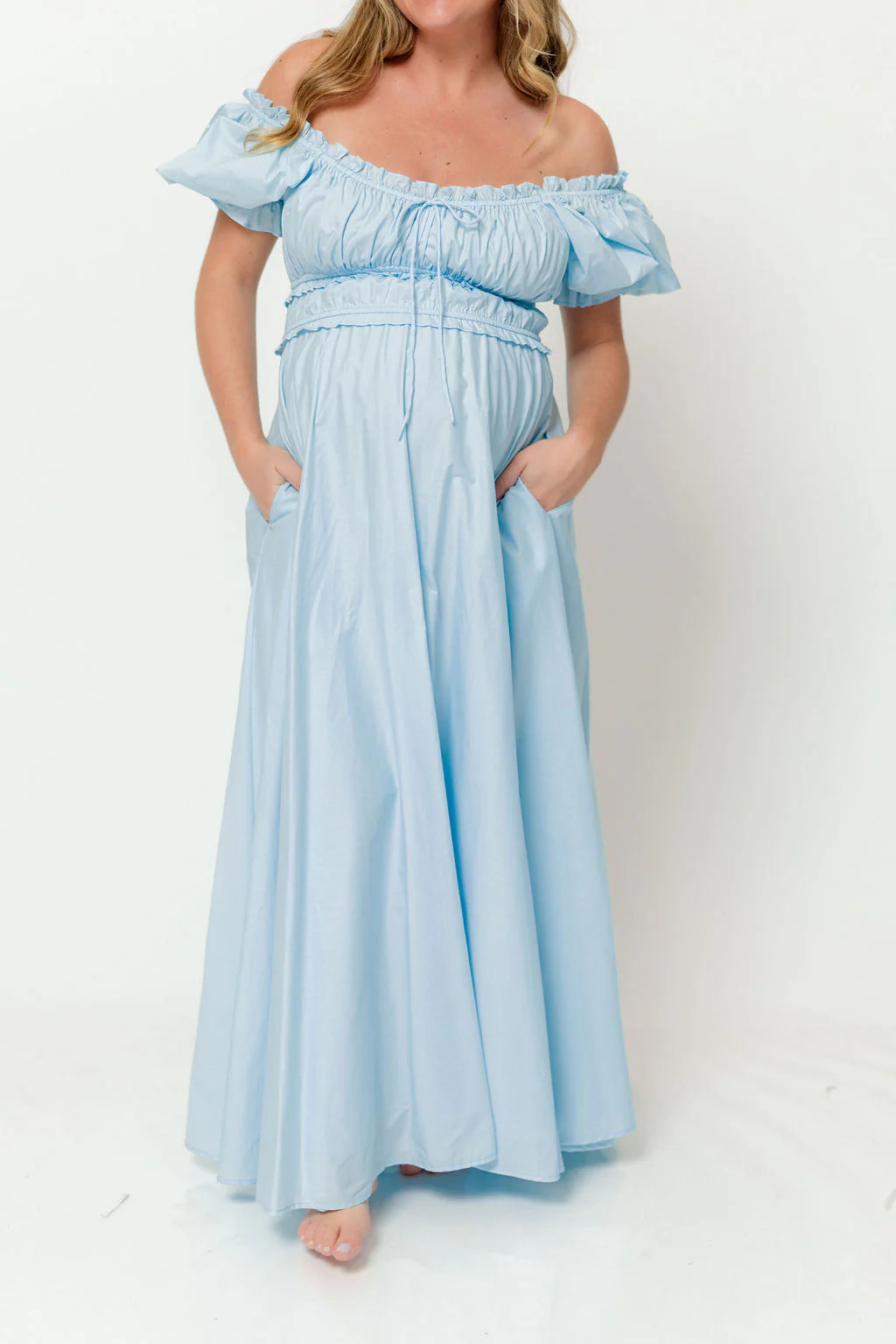 Sydnee Cotton Maxi Dress in Light Blue - Bump Friendly *1/16 PRE-ORDER | Worth Collective