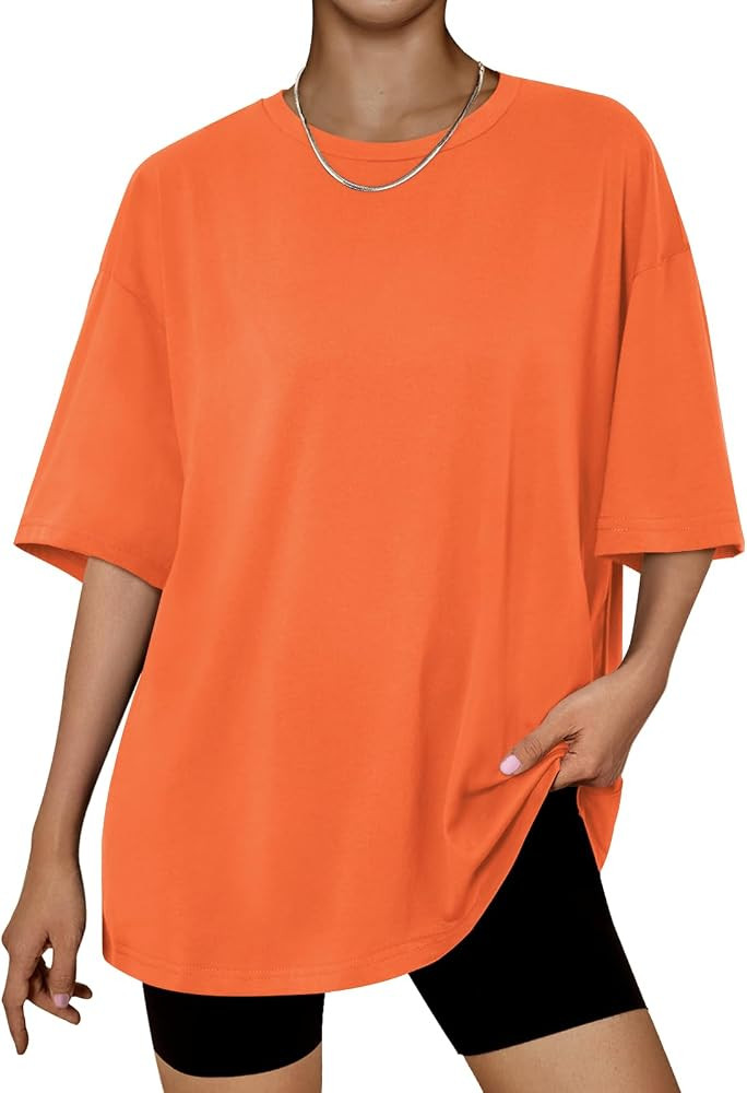 Trendy Queen Womens Oversized Summer T Shirts Plus Size Batwing Cute Casual Tops Short Sleeves Fa... | Amazon (US)