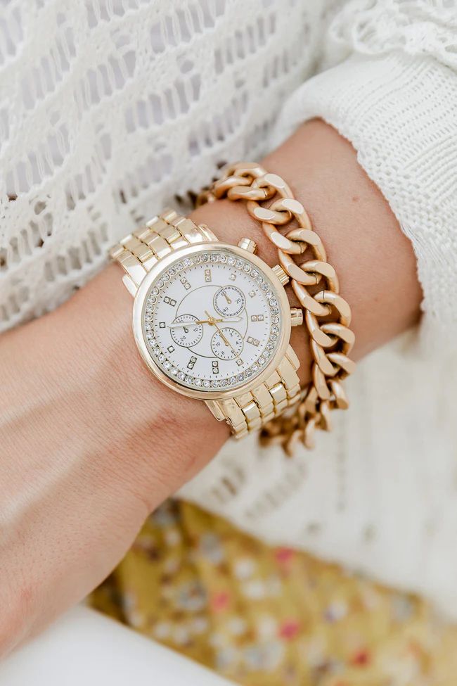 Be Hopeful Gold Circle Face Watch | Pink Lily