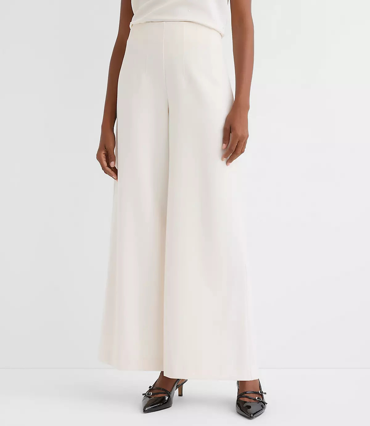 Petite Darted Palazzo Pants in Doubleface | LOFT