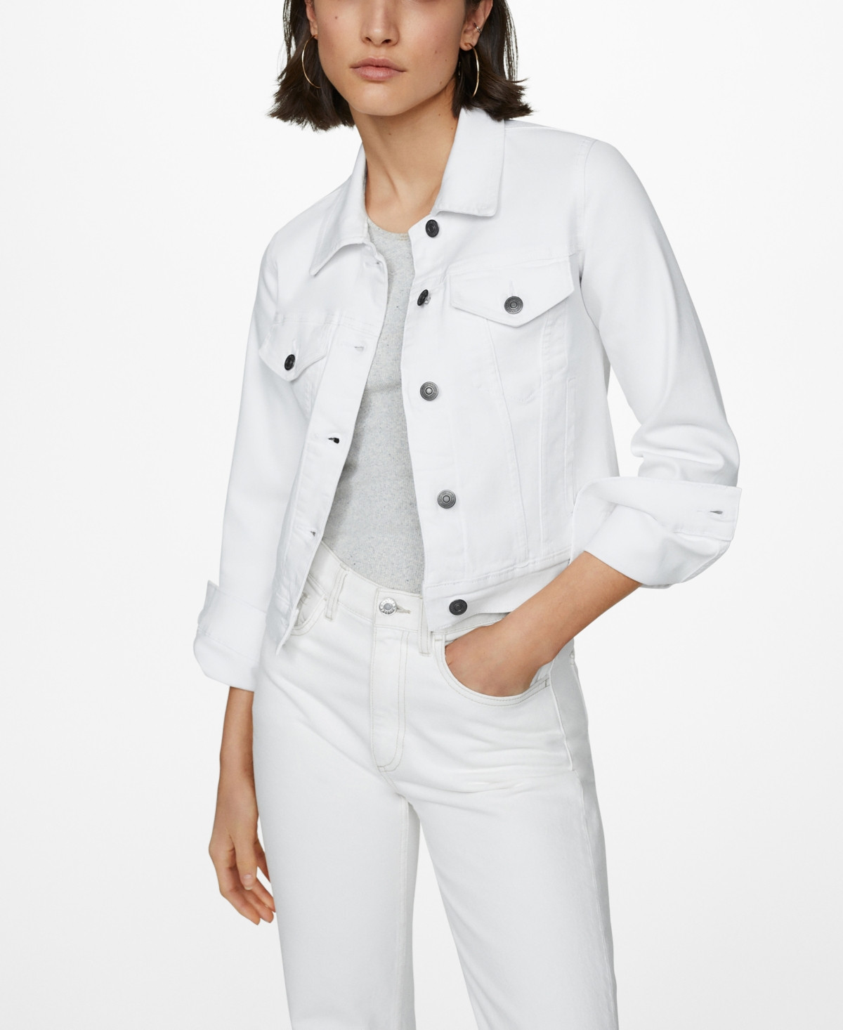 Mango Women's Pocketed Denim Jacket - White | Macy's AU | APAC