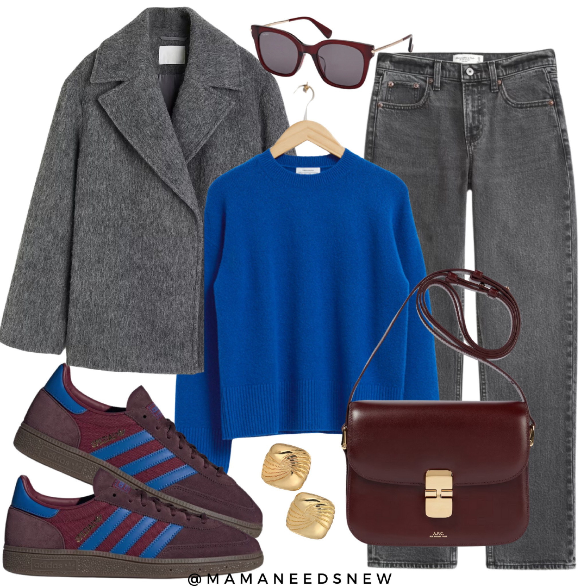 Styling the new Spezials with a grey coat & jeans, blue sweater, burgundy & gold accessories

#LTKShoeCrush #LTKSaleAlert #LTKFallSale
