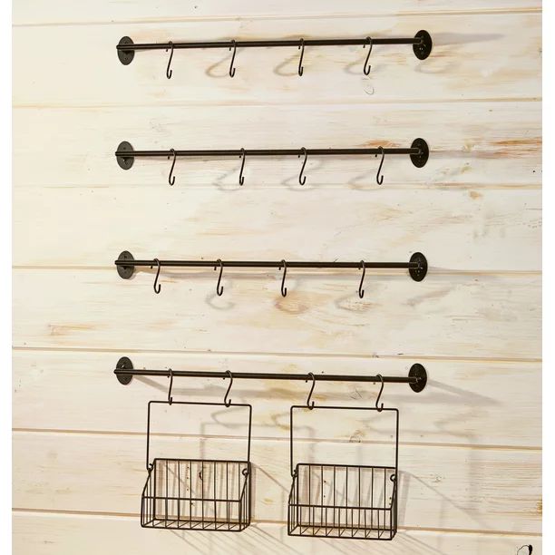 Wall Rack for Coffee Mugs, Tea Cups with Industrial Pipe Style - 6 Pieces - Walmart.com | Walmart (US)