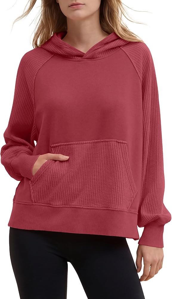 Gacaky Hoodies for Women Casual Oversized Waffle Sweatshirts Fall Fashion Pullover Tops Outfits C... | Amazon (US)