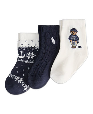 Polo Ralph Lauren Baby Boys Holiday Bear Sock, 3-Pack - Macy's | Macy's