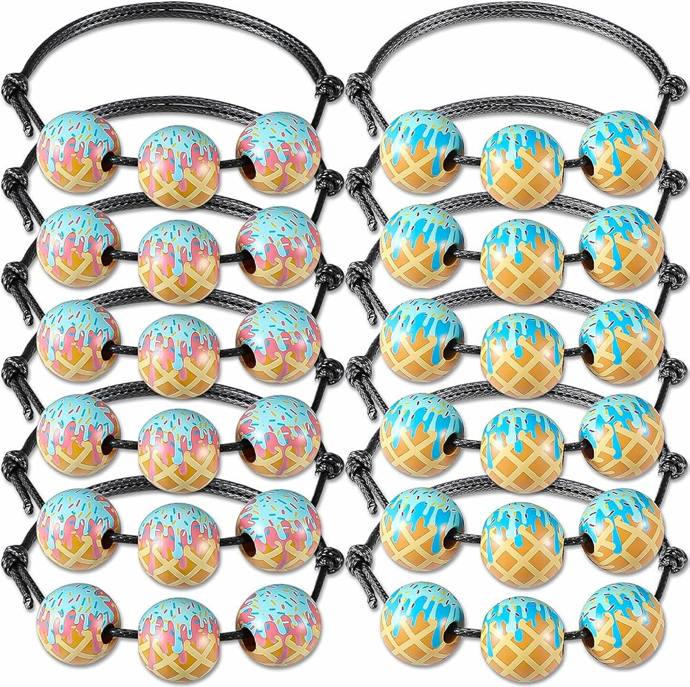 Kigeli 12pcs Baseball Ice Cream Drip Charm Bracelets Adjustable Sport Wristbands with Ice Cream D... | Amazon (US)