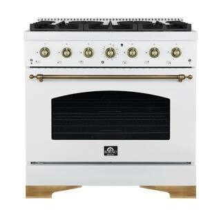 Antico 36 in. White Gas Range 6 Burner | The Home Depot