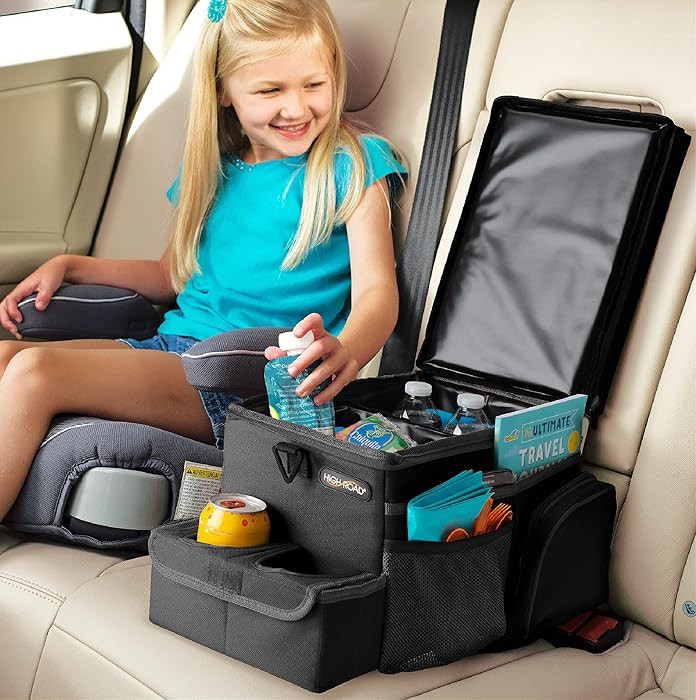 High Road CarHop Car Caddy Organizer with Road Trip Cooler, Car Cup Holder Bin, Sturdy Snack and ... | Amazon (US)