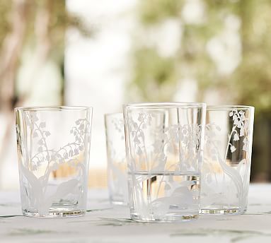 Monique Lhuillier Lily of the Valley Glass Tumblers - Set of 4 | Pottery Barn (US)