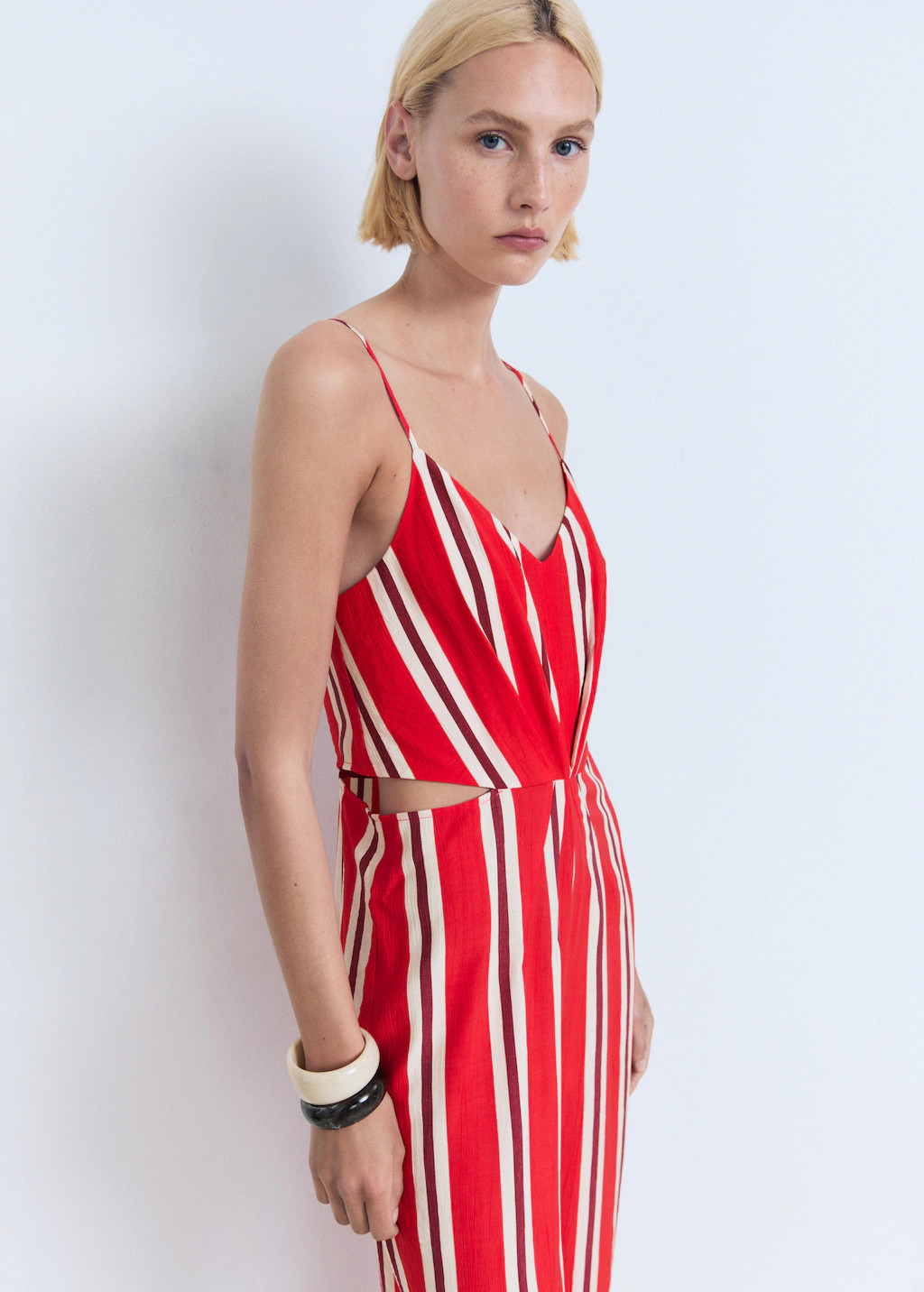 Striped jumpsuit with cut-out | Mango (US/MX/AU)
