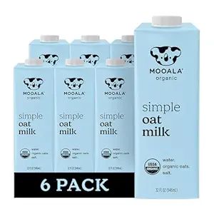 Mooala Organic Simple Oat Milk, 32oz - 3 Ingredient, Shelf Stable, No Gums, No Oils, No Fillers, ... | Amazon (US)