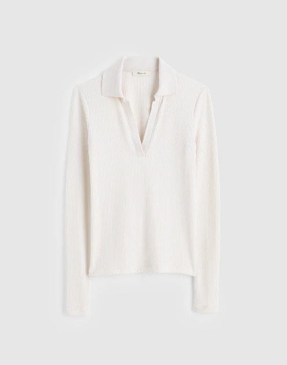 Sparkle Long-Sleeve Polo Top | Madewell