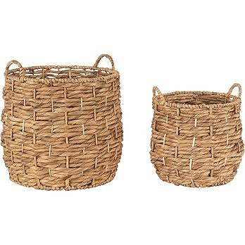 Kate and Laurel Livia Modern Two-Piece Woven Basket Set, 16 x 16 and 13 x 13, Natural Water Hyaci... | Amazon (US)