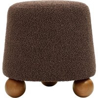 TOV Jaine Chocolate Boucle Stool Ottoman Jaine-Stool, Boucle/Plywood/Wood in Brown by DecoratorsBest | DecoratorsBest