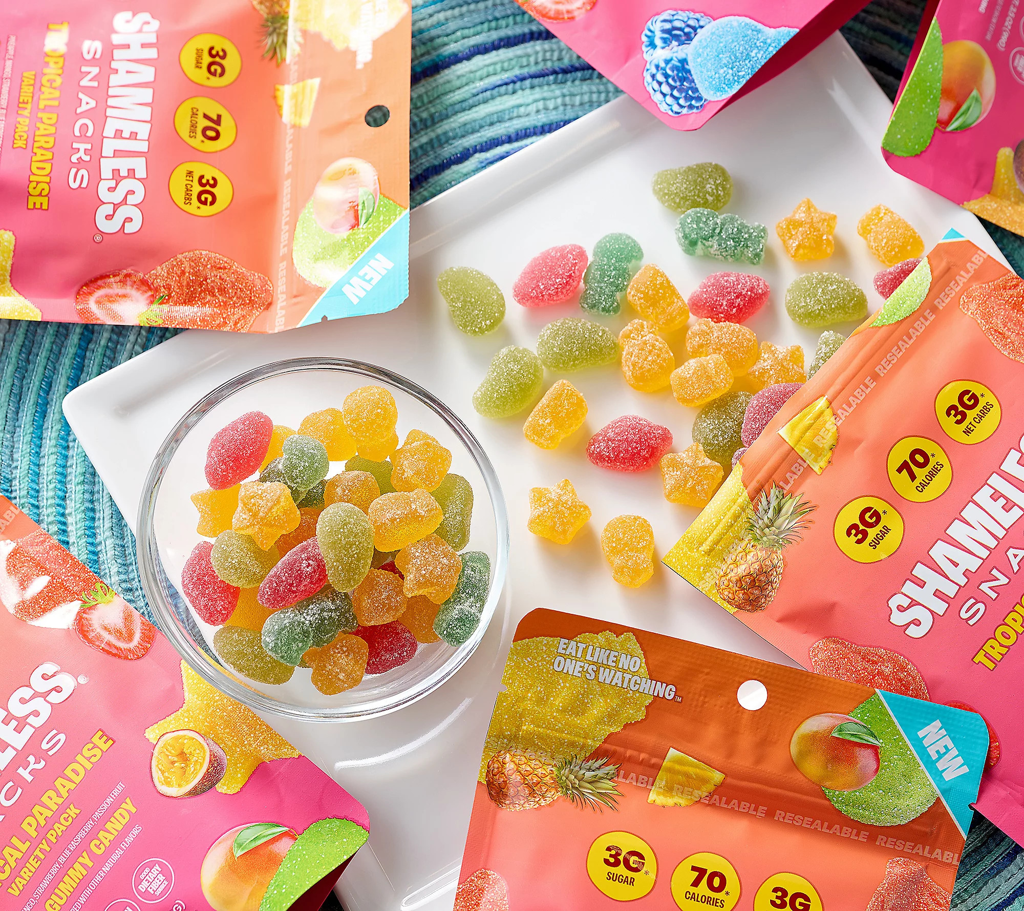 Shameless Snacks (6) 3.5oz Bags of Tropical Gummy Candy | QVC