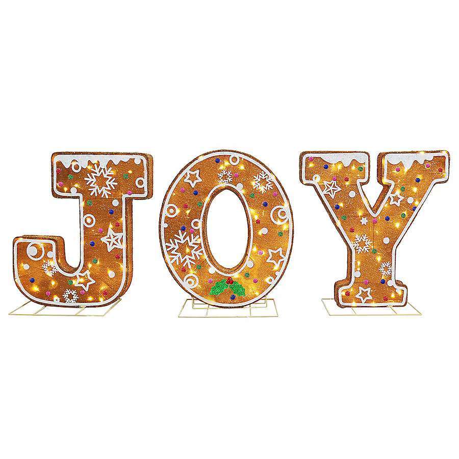 Holiday Living 2.5-ft LED Gingerbread Joy Sign Decoration | Lowe's