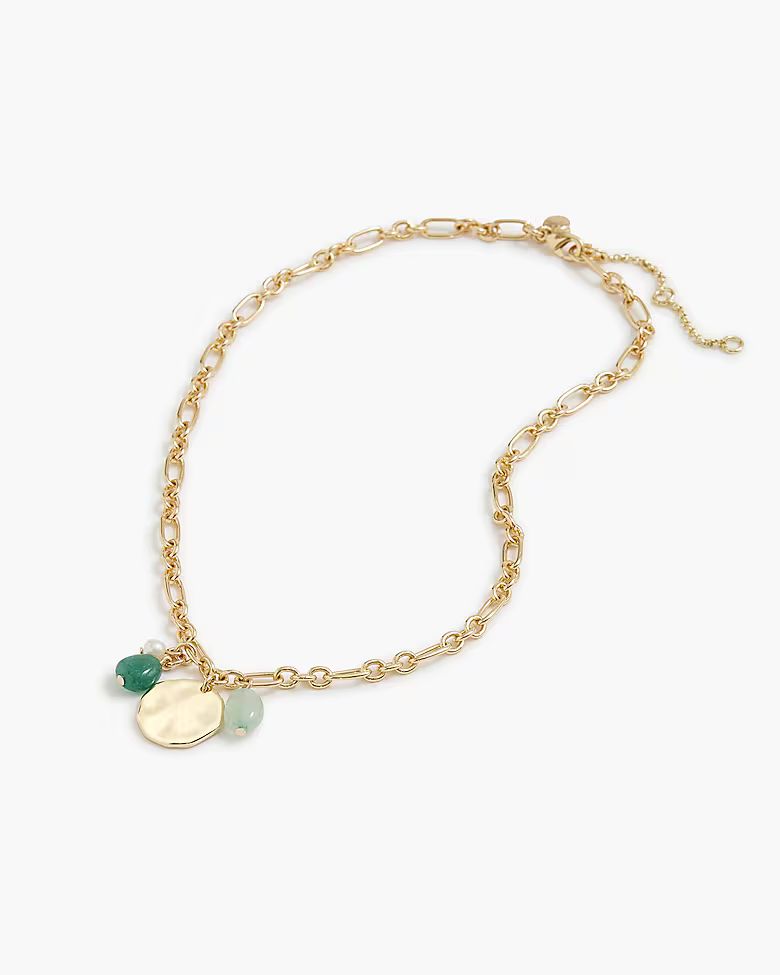 Gold coin and stone pendant necklace | J.Crew Factory