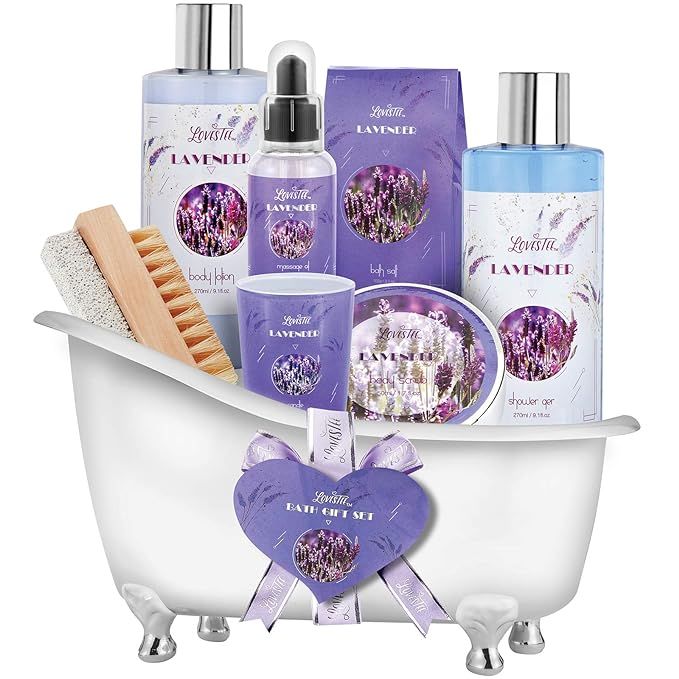 Relaxing Lavender Spa Bath Gift Baskets for Women-Girls, Christmas, Birthday, Bath and Body Set-K... | Amazon (US)