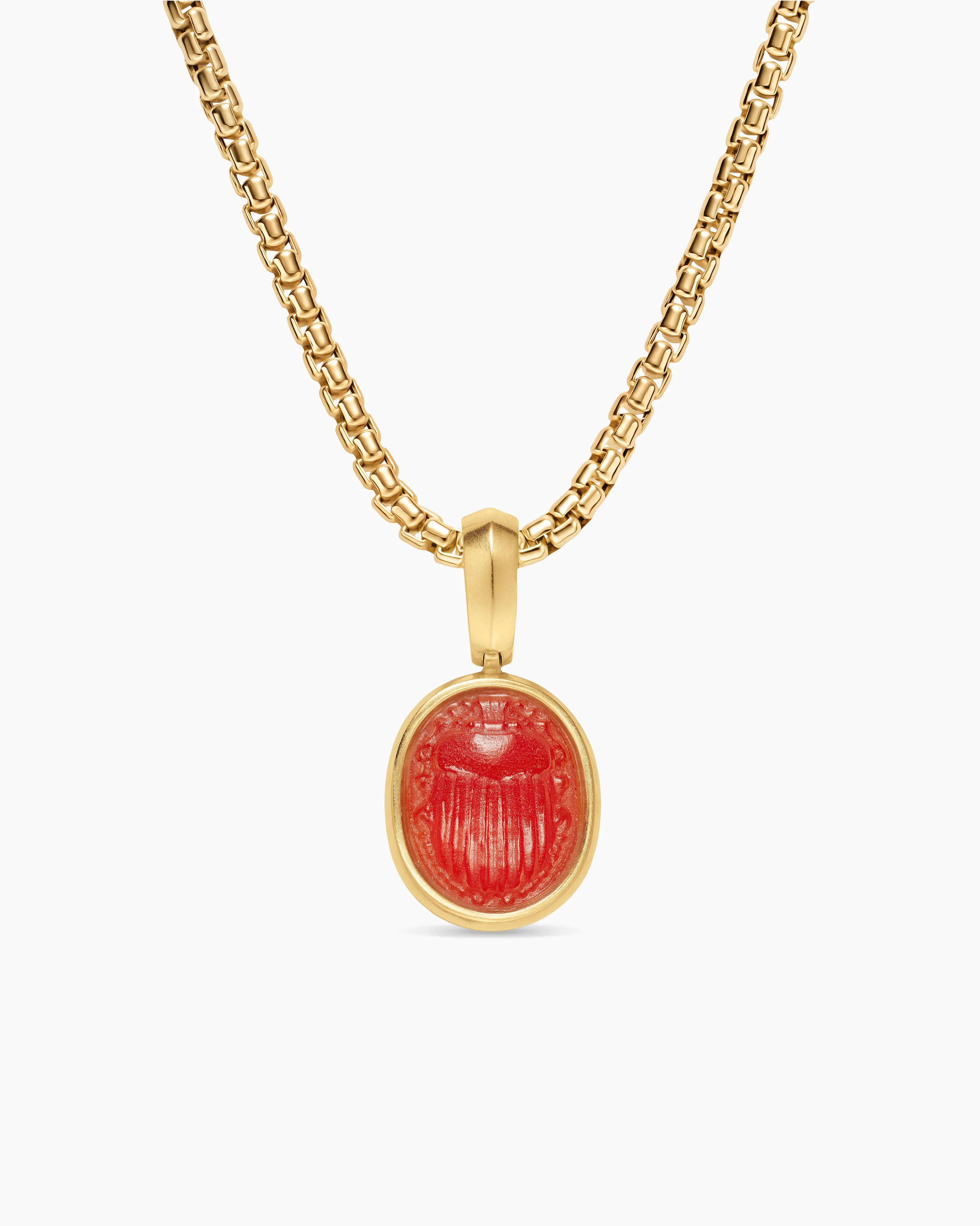 David Yurman | Petrvs® Petite Scarab Amulet in 18K Yellow Gold with Carnelian, 12.1mm | David Yurman