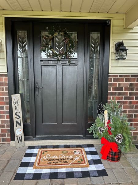 Christmas porch decor 🎄

Linking our mats here! 

#LTKhome #LTKstyletip #LTKHoliday