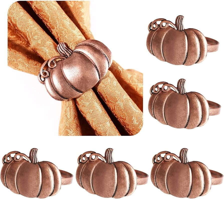 Amazon.com: Fall Harvest Thanksgiving Halloween Napkin Rings Set of 6 Pumpkin Napkin Holders Holi... | Amazon (US)