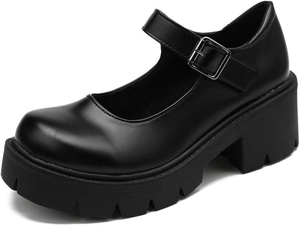 AOSPHIRAYLIAN Womens Mary Janes Shoes Round Toe Platform Ankle Strap Chunky Heel Uniform Dress Sh... | Amazon (US)