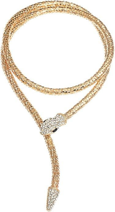 Snake Choker Necklace Bracelet Retro Adjustable Snake Shape Collar Necklace Curved Bar Design Ful... | Amazon (US)