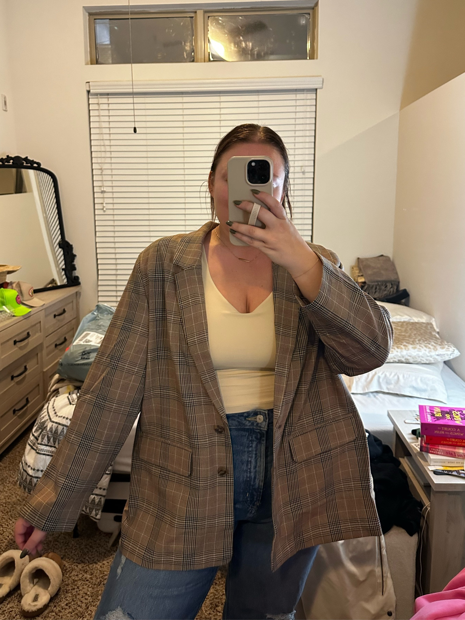 Super fun relaxed blazer - love the mix of brown and black. Wearing xxl but definitely could do xl! 

#LTKfindsunder50 #LTKmidsize #LTKCyberWeek