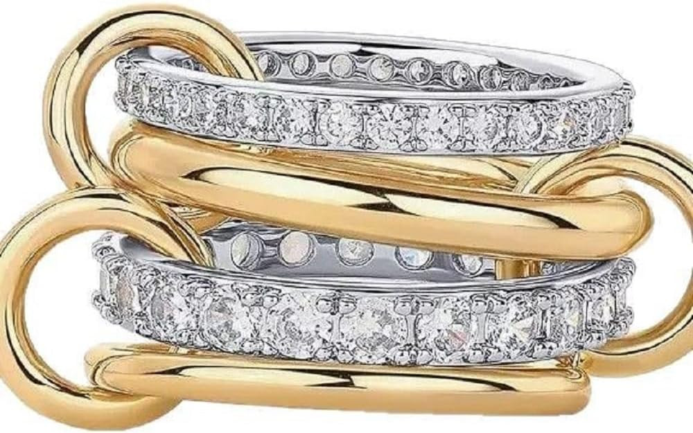 Gold and silver ring for women, non fading 18K gold-plated exaggerated ring, stackable ring set, ... | Amazon (US)