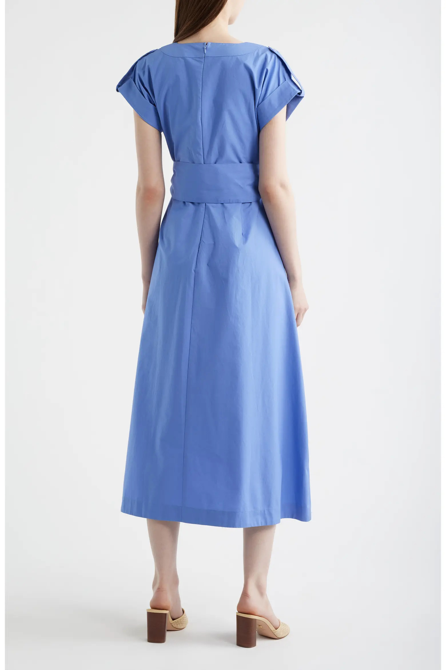 Ladder Stitch Embroidered Tie Belt Cotton Poplin Midi Dress (Women) | Nordstrom | Nordstrom