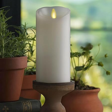 Darice LM357B Luminara Realistic Artificial Flame Pillar Candle with Timer, 7-Inch, Ivory | Amazon (US)