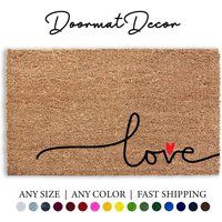 Love Heart Doormat, Valentines Day Decor Gift, Flocked Coir Outdoor Welcome Rug, Entryway Door Mat,  | Etsy (US)