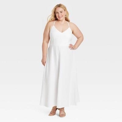 Women's Linen Midi Sundress - A New Day™ White 4X | Target