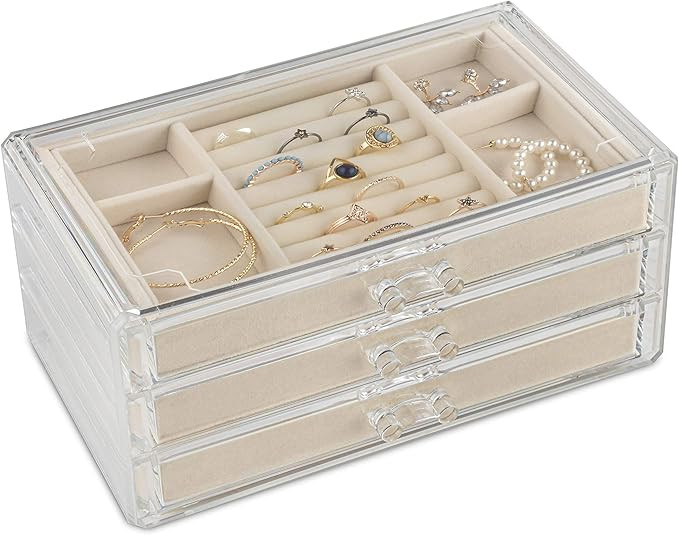 Simple Goods Jewelry Organizer Box, Jewelry Box for Women with Drawers, Clear Acrylic Jewelry Hol... | Amazon (US)