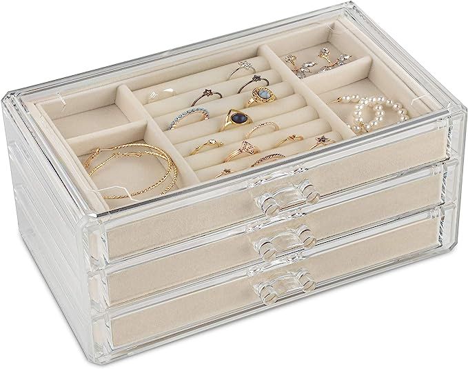 Simple Goods Jewelry Organizer Box, Jewelry Box for Women with Drawers, Clear Acrylic Jewelry Hol... | Amazon (US)
