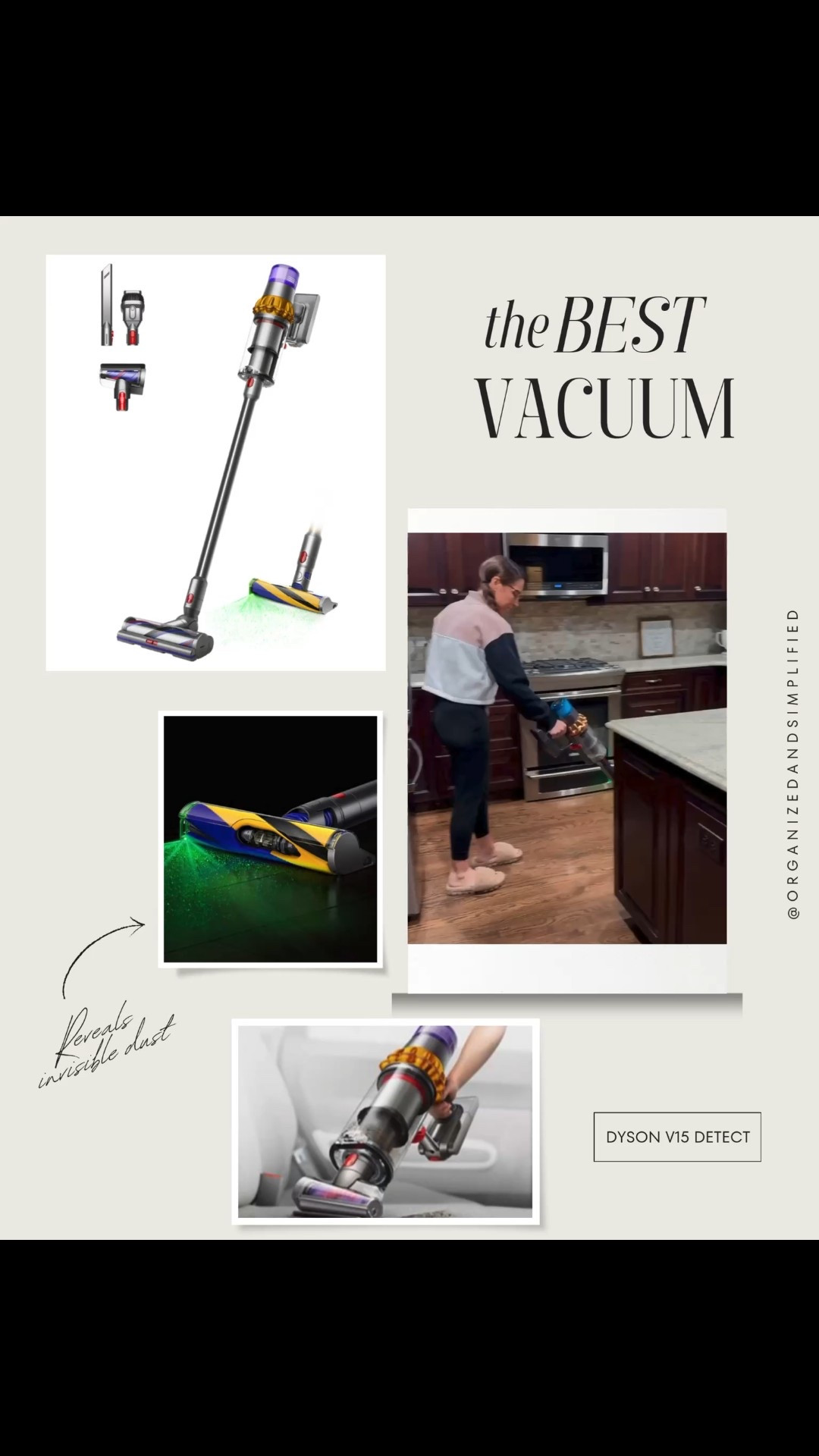 To keep our home organized and clean, we use the Dyson V15 Detect.  Every night, we vacuum the kitchen, take out the garbage, and clean the kitchen counters.  This is a simple way to keep our kitchen looking clean everyday!  

This vacuum is a game changer with its green light that reveals invisible dust.  

#LTKKids #LTKHome