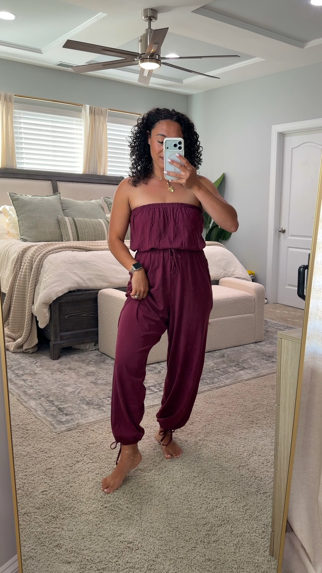 I love a good strapless jumpsuit I’m wearing a medium! #ae #americaneagle #ootd #jumpsuit 

#LTKgrwm #LTKmomlife #LTKootd
