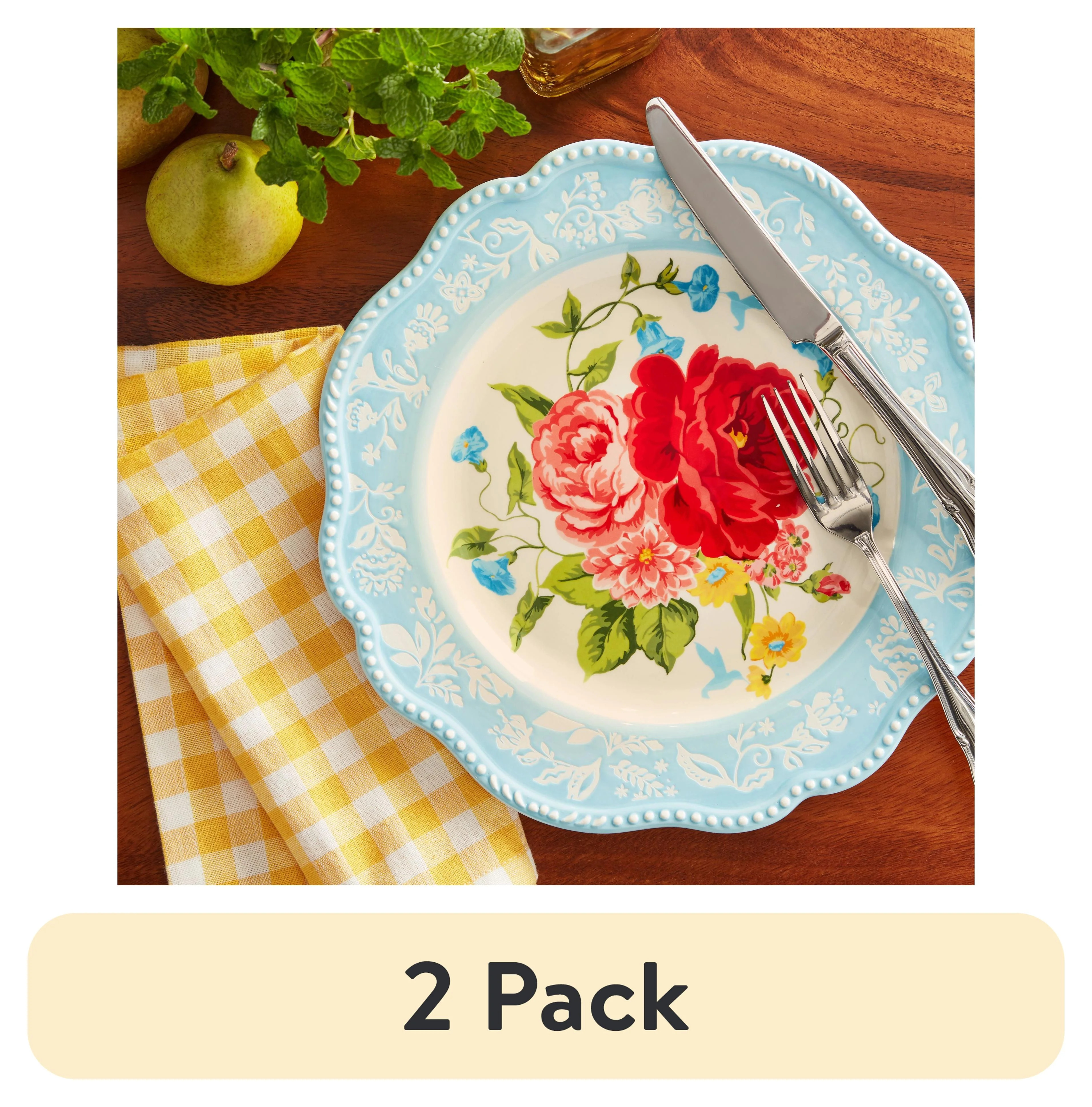 (2 pack) The Pioneer Woman Sweet Rose Ceramic 10.75-inch Dinner Plate | Walmart (US)
