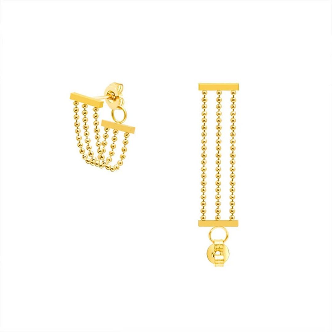 18k Plated Gold Beads Tassel Earrings - Etsy | Etsy (US)