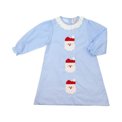 Blue Applique Santa Dress | Cecil and Lou