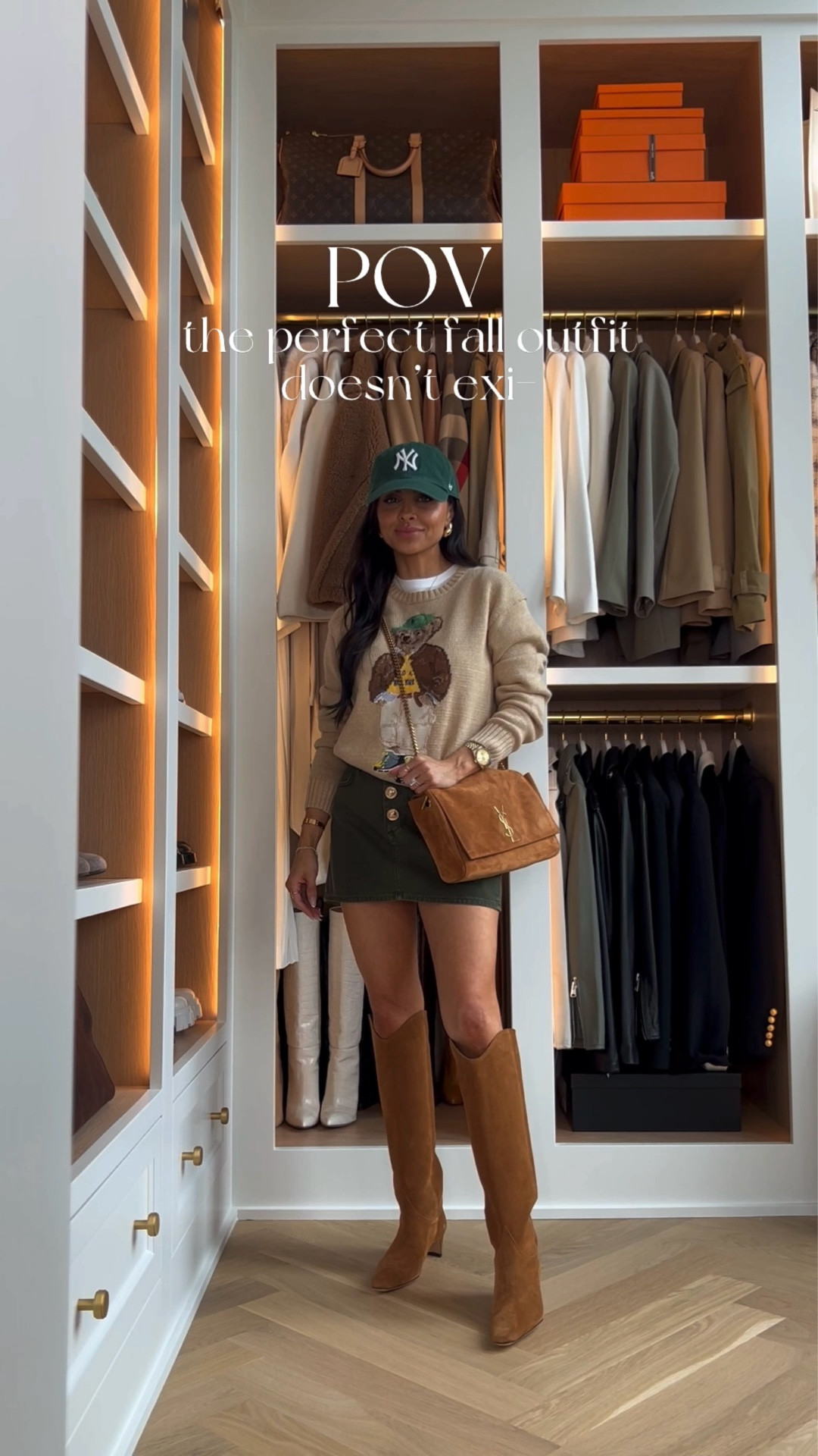 The perfect fall outfit 
Ralph Lauren teddy bear sweater wearing an XS
Olive green mini wearing a 24
Staud suede boots run TTS
Saint Laurent reversible Kate bag 


#LTKItBag #LTKSeasonal #LTKStyleTip