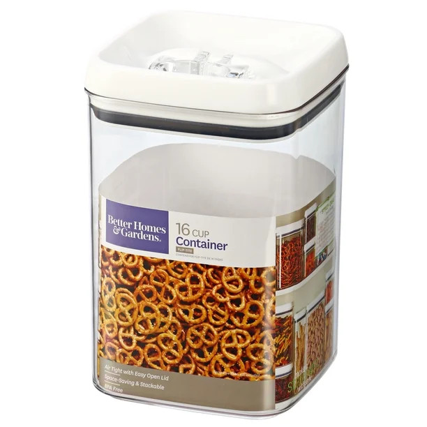 Better Homes & Gardens Flip-Tite Square Dry Food Storage Container, 16-Cup - Walmart.com | Walmart (US)