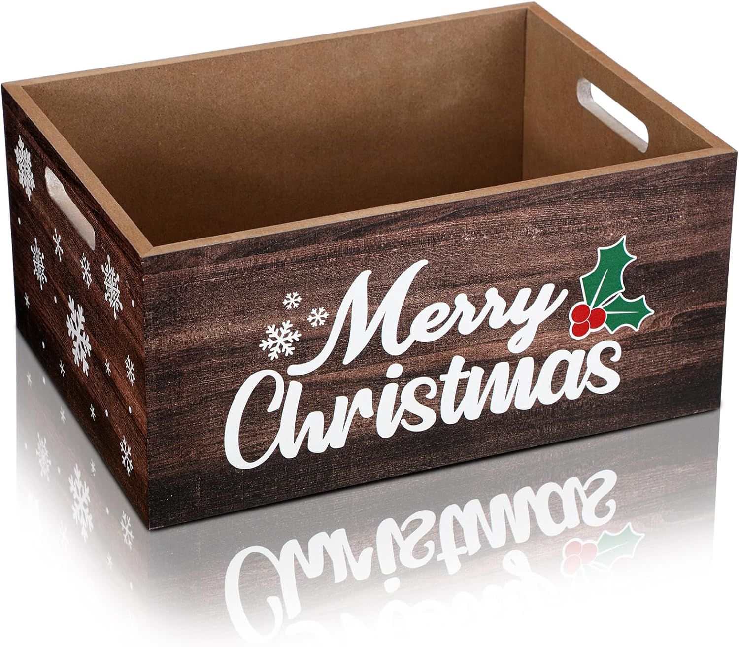Namalu Christmas Hot Cocoa Bar Storage Box Wooden Crate with Handles Hot Cocoa Decorative Rustic ... | Amazon (US)