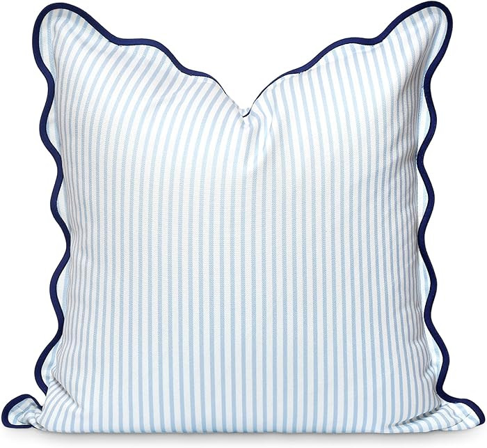 Hofdeco Premium Coastal Patio Indoor Outdoor Scalloped Throw Pillow Cover Only, 20"x20" Water Rep... | Amazon (US)