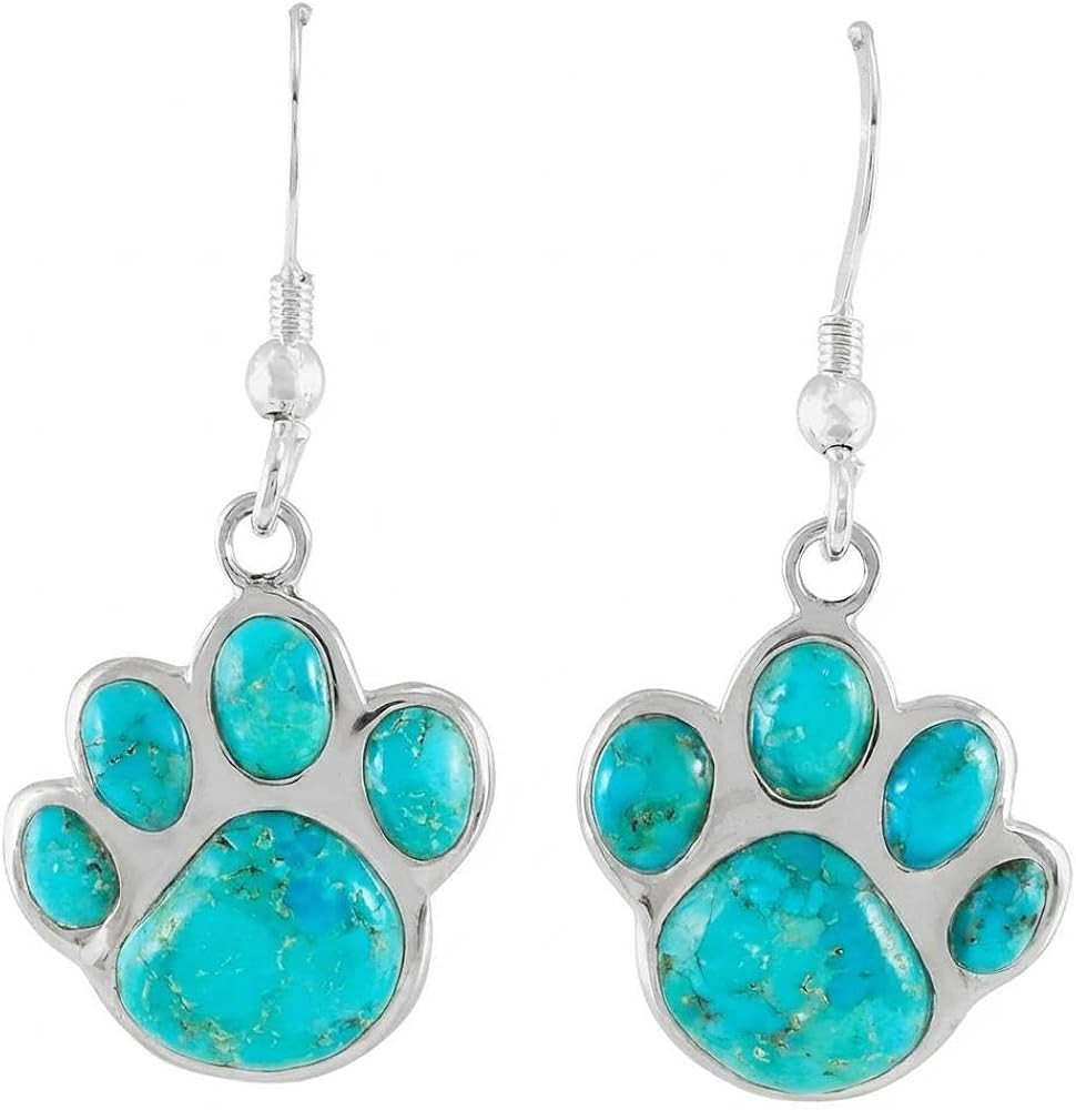 Dog Paw Earrings in Sterling Silver & Genuine Gemstones & Gemstones | Amazon (US)