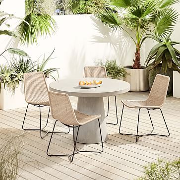 Concrete Indoor/Outdoor Pedestal Round Dining Table (32&quot;&ndash;60&quot;) | West Elm (US)