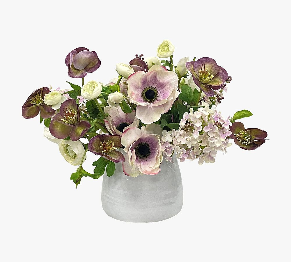 Faux Anemone Lilac In White Vase | Pottery Barn (US)