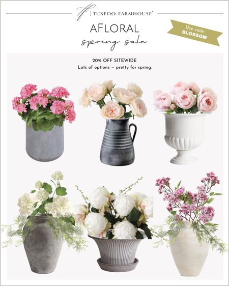 AFloral 20% off sale! Stock up on spring blooms. 

Faux flowers, vases, planters, faux flowers, spring decor  

#LTKSeasonal #LTKFind #LTKsalealert